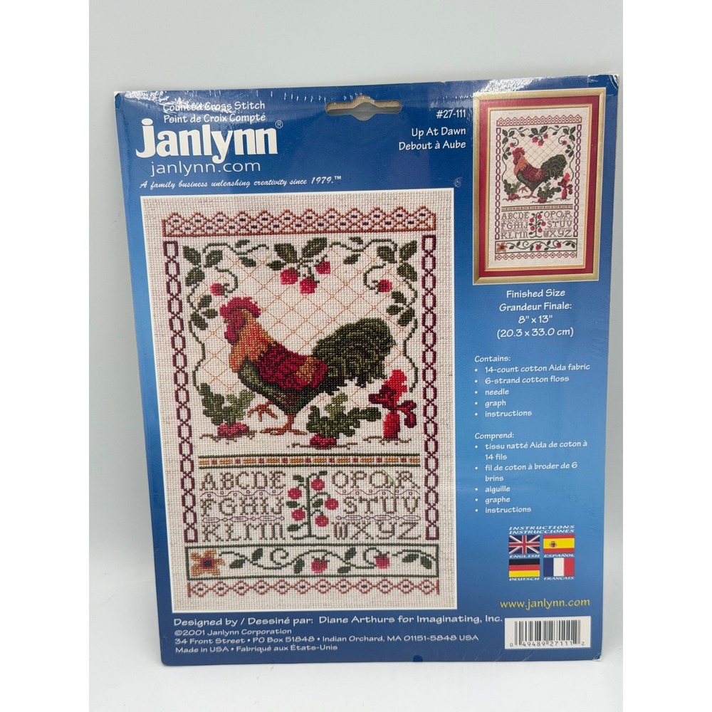 Janlynn Up At Dawn Rooster Cross Stitch Kit Diane Arthurs 8x13